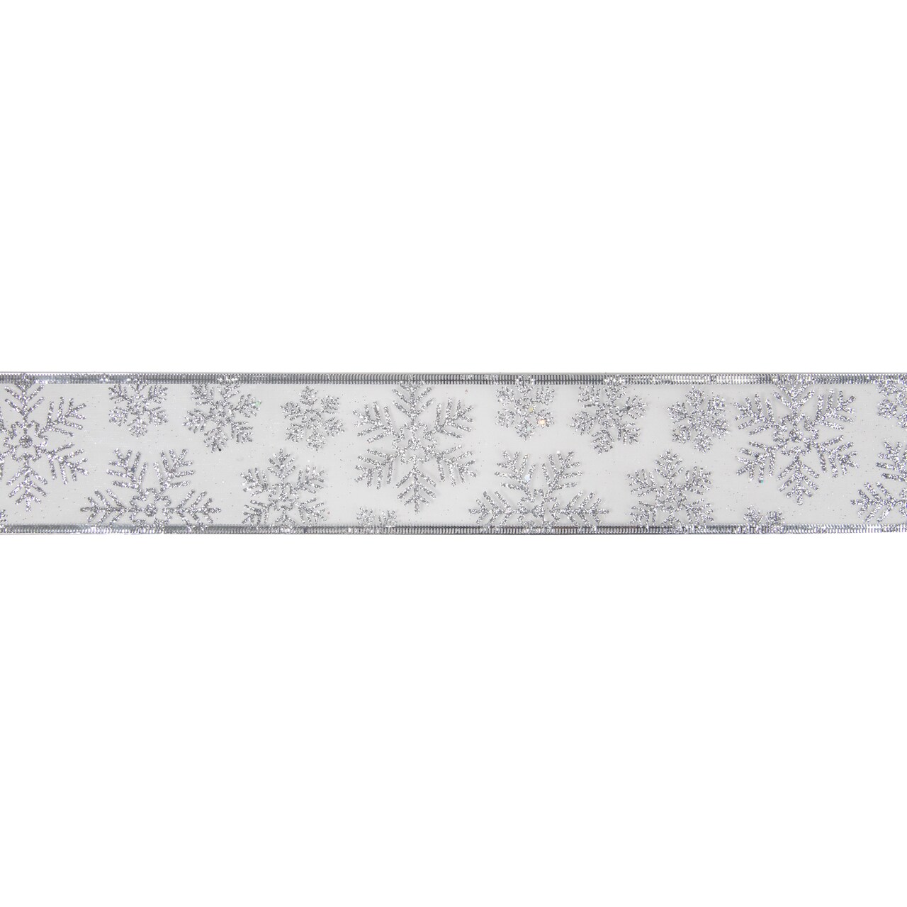 Northlight Sheer Silver Snowflake Christmas Wired Craft Ribbon 2.5" x 10 Yards